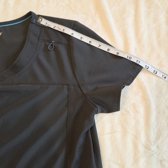 ‼️3/$30‼️Scrubstar Performance Scrub Top Large Gray Zippered Pocket V Neck - Picture 12 of 13